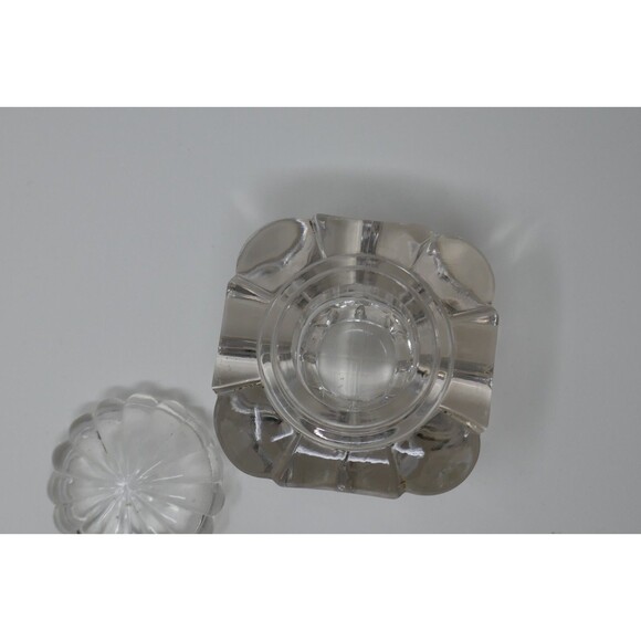 Vintage Heavy Crystal Glass Inkwell Paperweight with Glass Lid - Picture 6 of 12